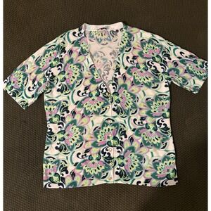 TALBOTS Womens Sweater 3/4 Sleeve Cardigan Lightweight Pima Cotton size M